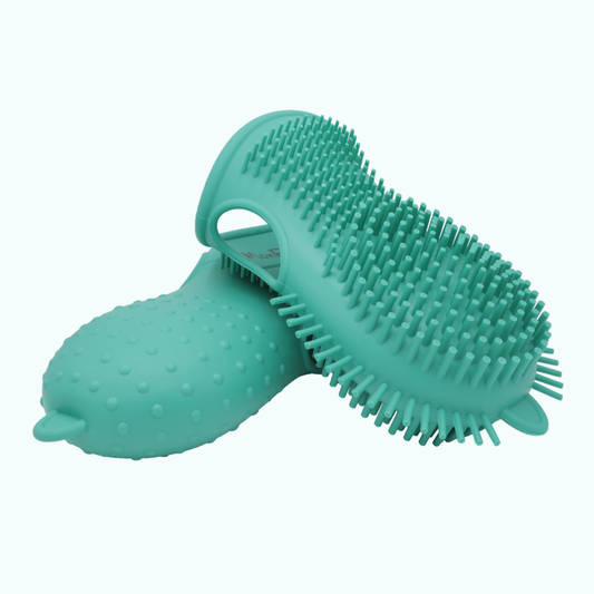 Close-up of Monptitpets paw cleaner – soft silicone bristles