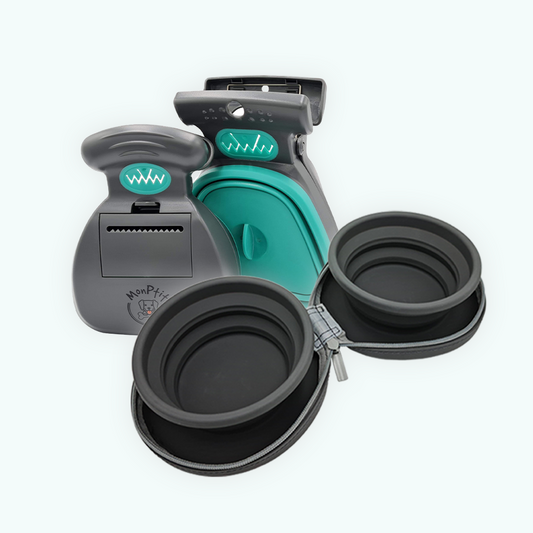 Monptitpets Office Day Pack – collapsible pet bowl and pooper scooper essentials