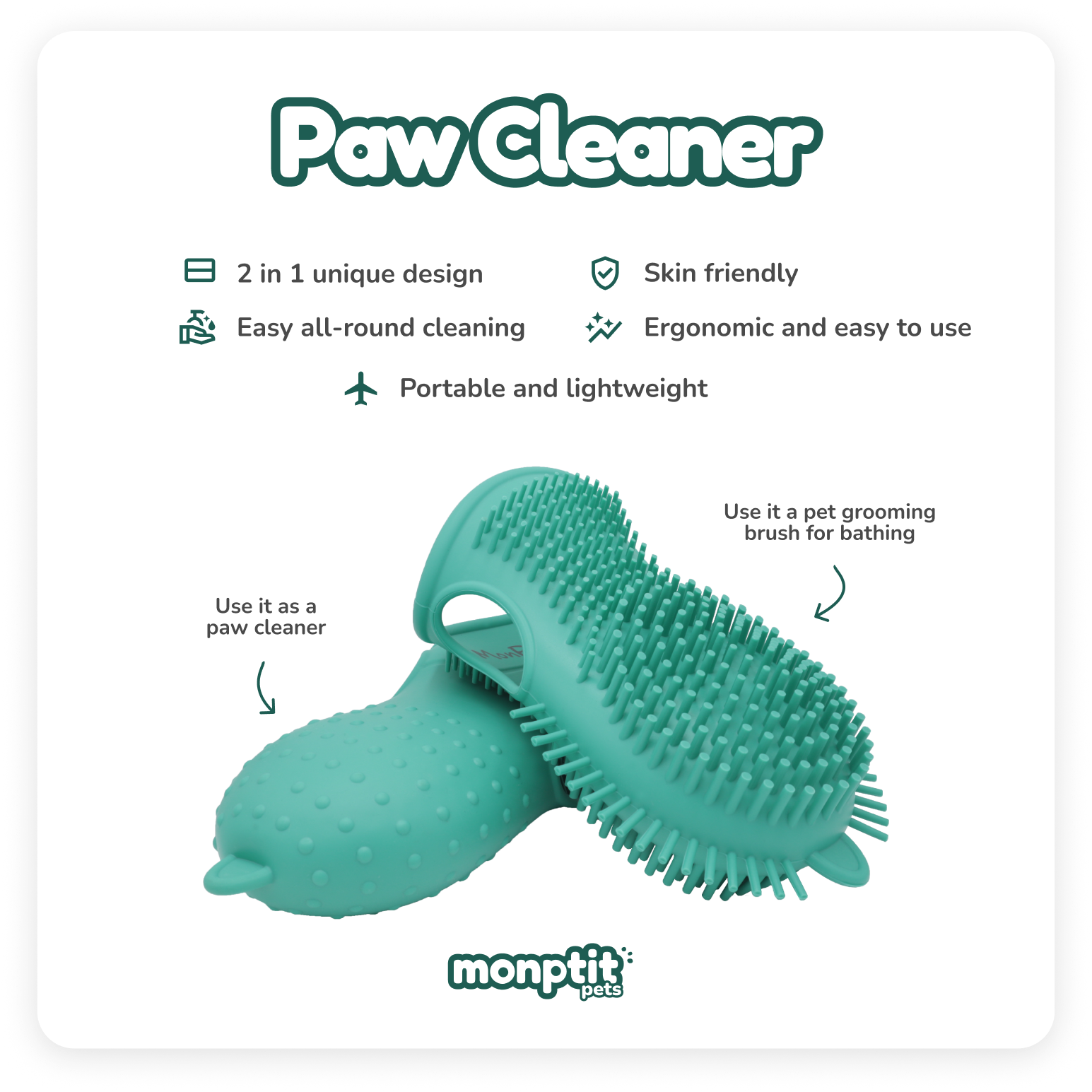 Monptit Pets paw washer – flexible, foldable design for daily walks